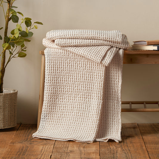 Pineapple Elephant Jaipur Waffle Throw - Natural