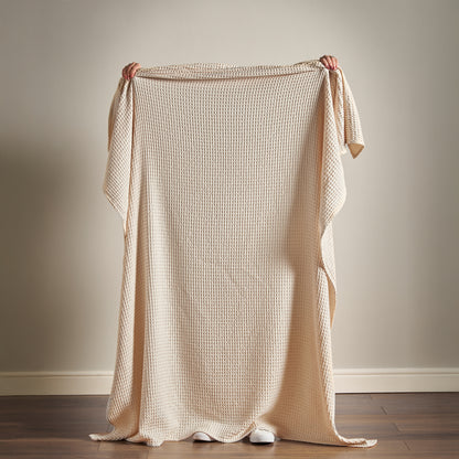 Pineapple Elephant Jaipur Waffle Throw - Natural
