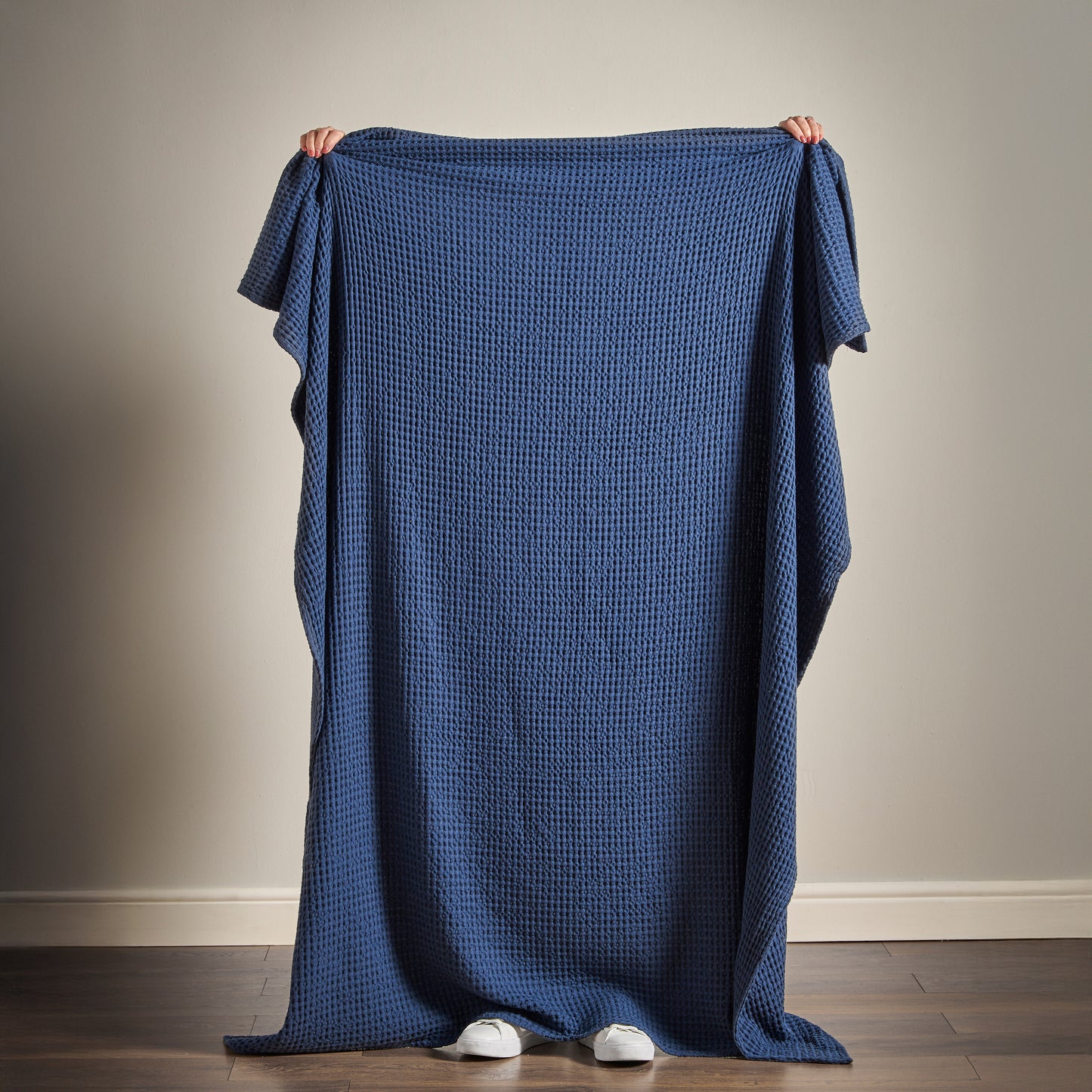 Pineapple Elephant Jaipur Waffle Throw - Navy