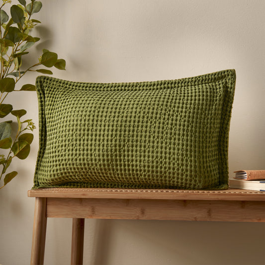 Pineapple Elephant Jaipur Waffle Filled Cushion - Olive