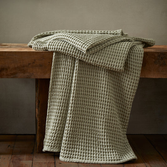 Pineapple Elephant Jaipur Waffle Throw - Sage