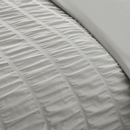 Catherine Lansfield Seersucker Frill Duvet Cover Set - Silver
