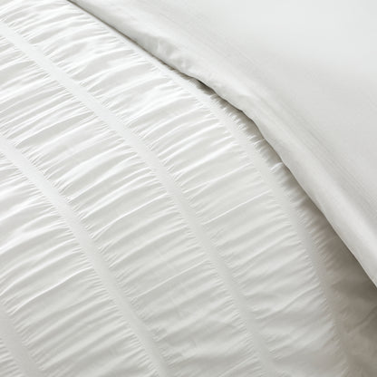 Catherine Lansfield Seersucker Frill Duvet Cover Set - White