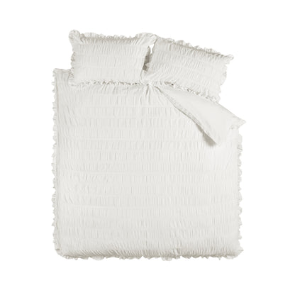 Catherine Lansfield Seersucker Frill Duvet Cover Set - White