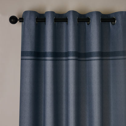 Catherine Lansfield Melville Lined Eyelet Curtains - Blue