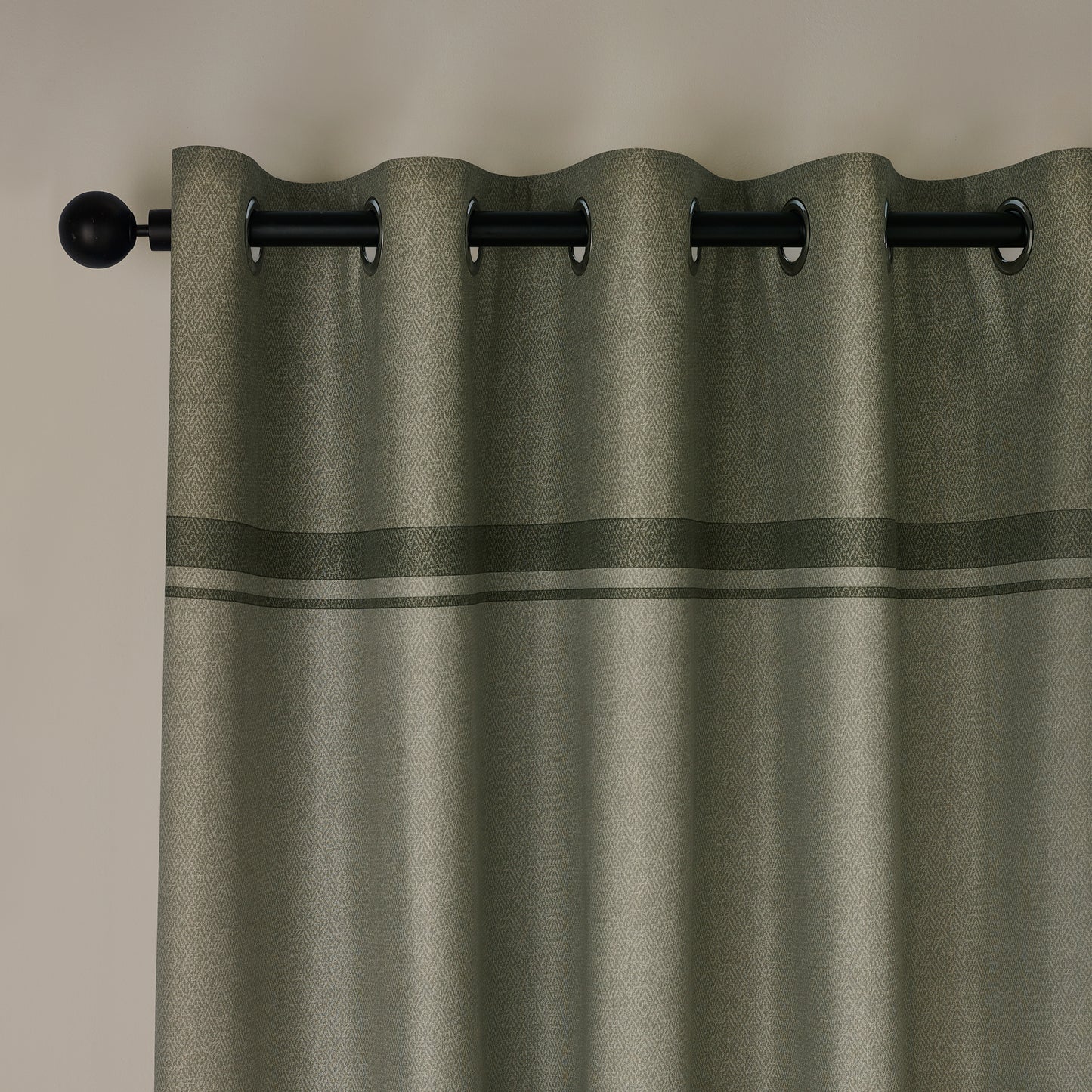 Catherine Lansfield Melville Lined Eyelet Curtains - Green