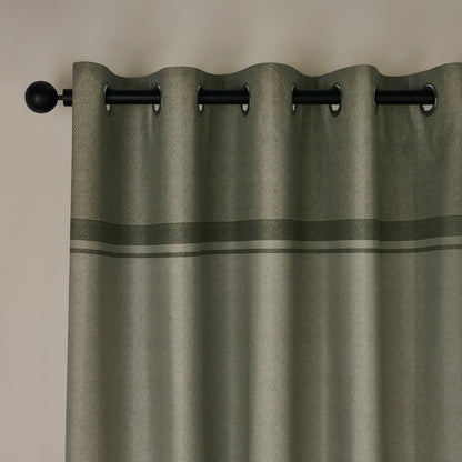 Catherine Lansfield Melville Lined Eyelet Curtains - Green