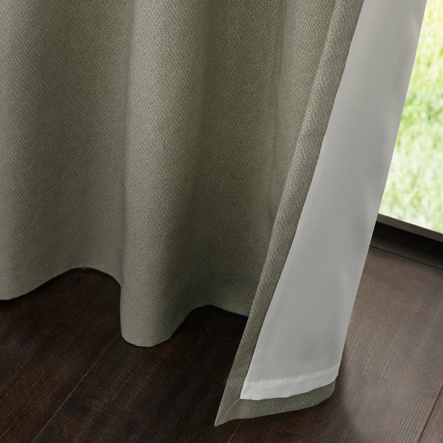Catherine Lansfield Melville Lined Eyelet Curtains - Green