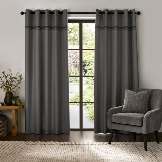 Catherine Lansfield Melville Lined Eyelet Curtains - Grey