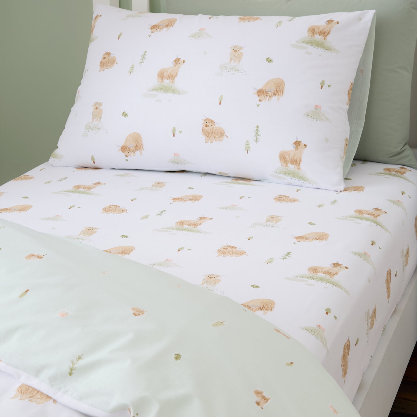 Bianca Mini Moo Fitted Sheet - White