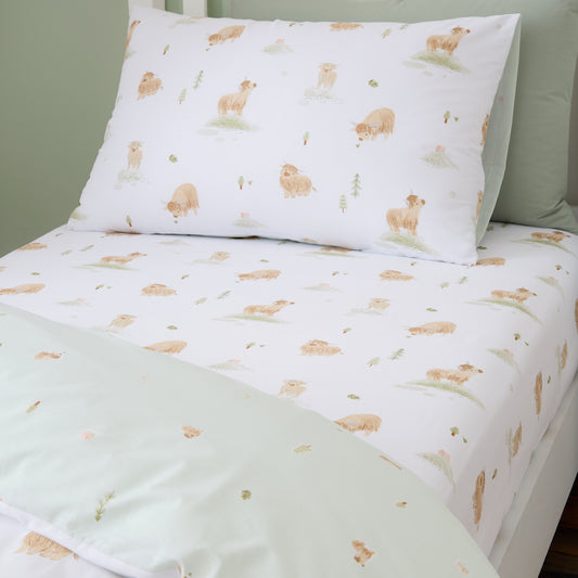 Bianca Mini Moo Fitted Sheet - White