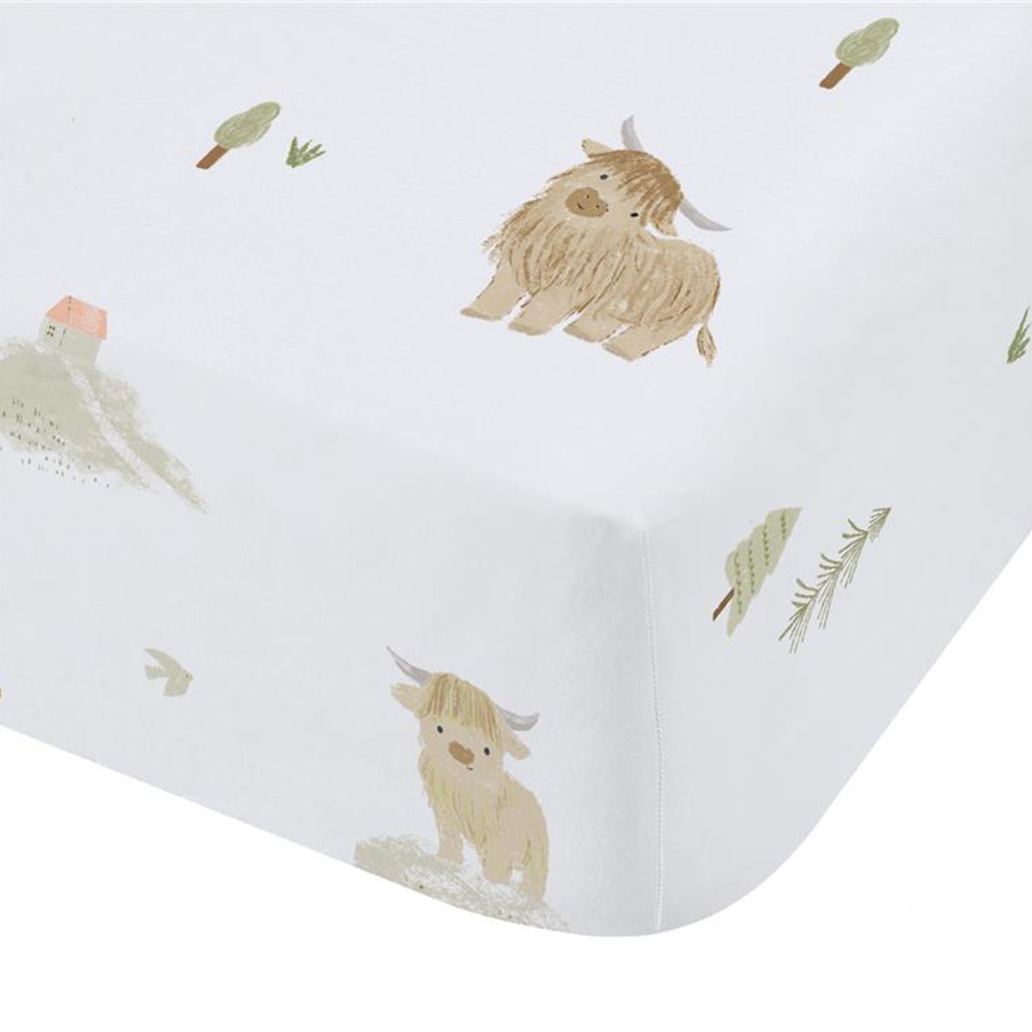 Bianca Mini Moo Fitted Sheet - White