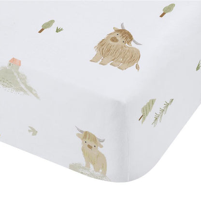 Bianca Mini Moo Fitted Sheet - White