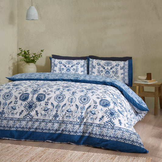 Catherine Lansfield Zoukara Duvet Cover Set - Blue