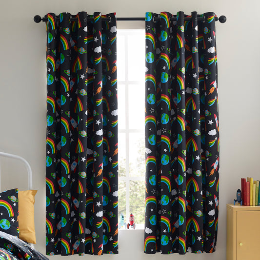 Catherine Lansfield Rainbow Rockets Eyelet Curtains