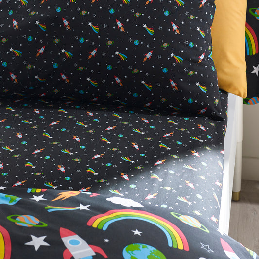 Catherine Lansfield Rainbow Rockets Fitted Sheet