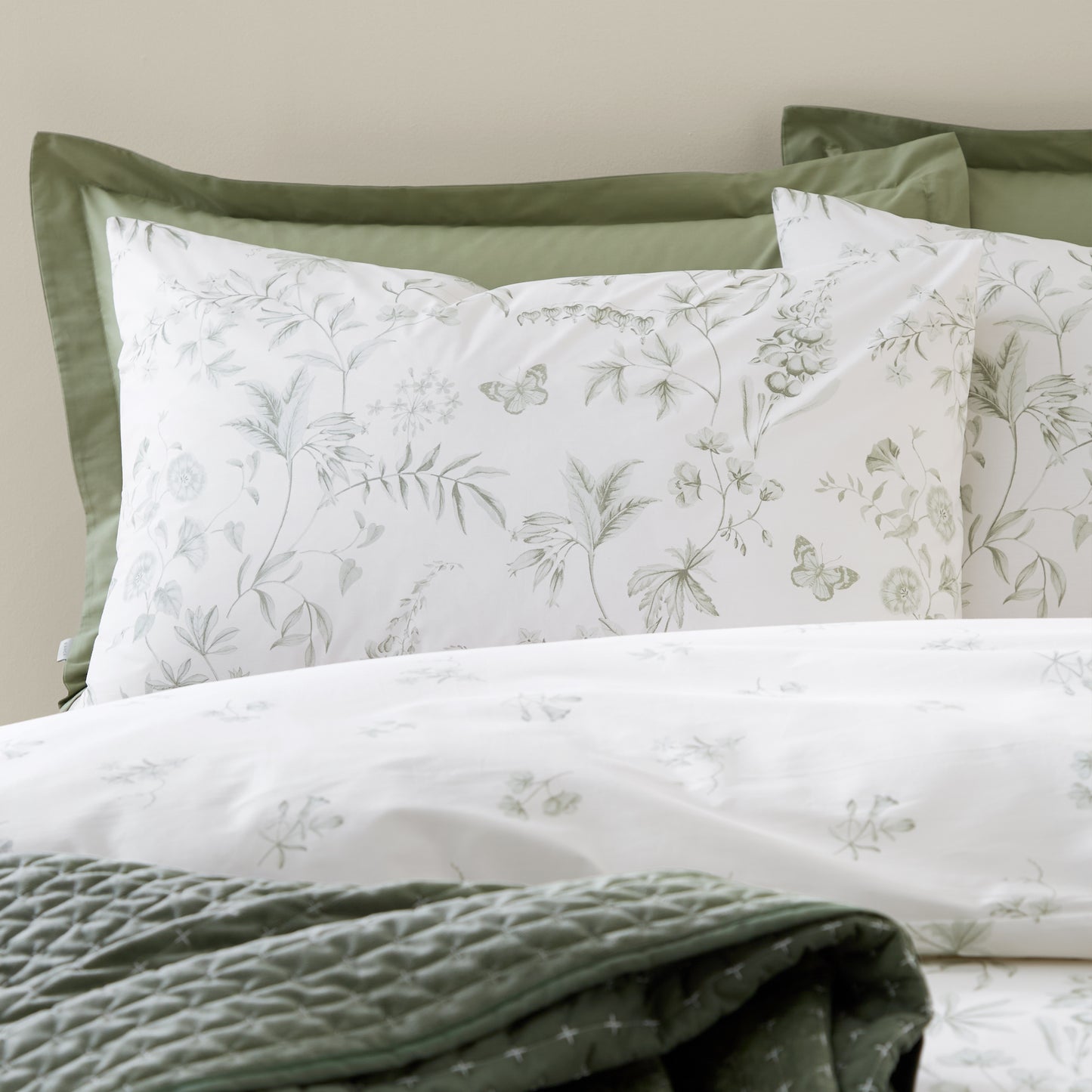 Bianca Thea Floral Duvet Cover Set - Green