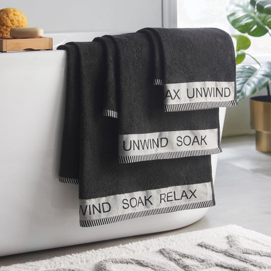 Catherine Lansfield Relax & Unwind Bath Towels - Black