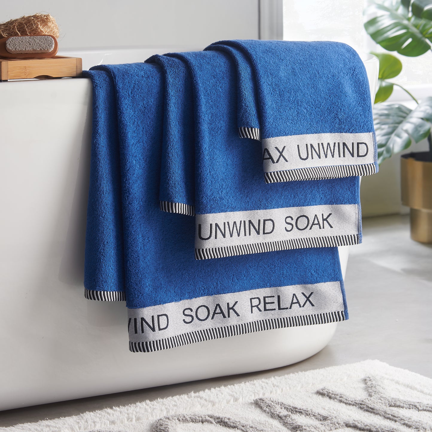 Catherine Lansfield Relax & Unwind Bath Towels - Cobalt Blue