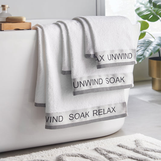Catherine Lansfield Relax & Unwind Bath Towels - White