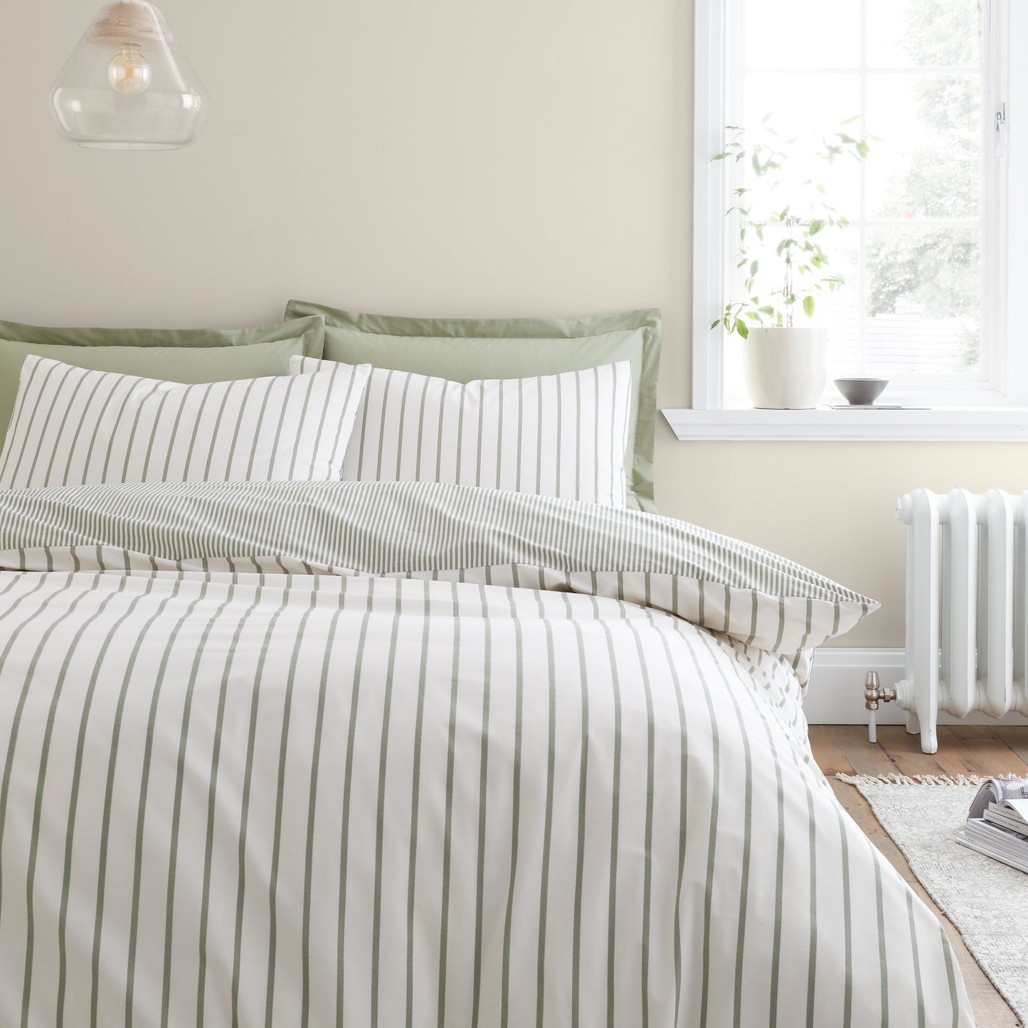 Bianca Hampton Stripe Duvet Cover Set - Green