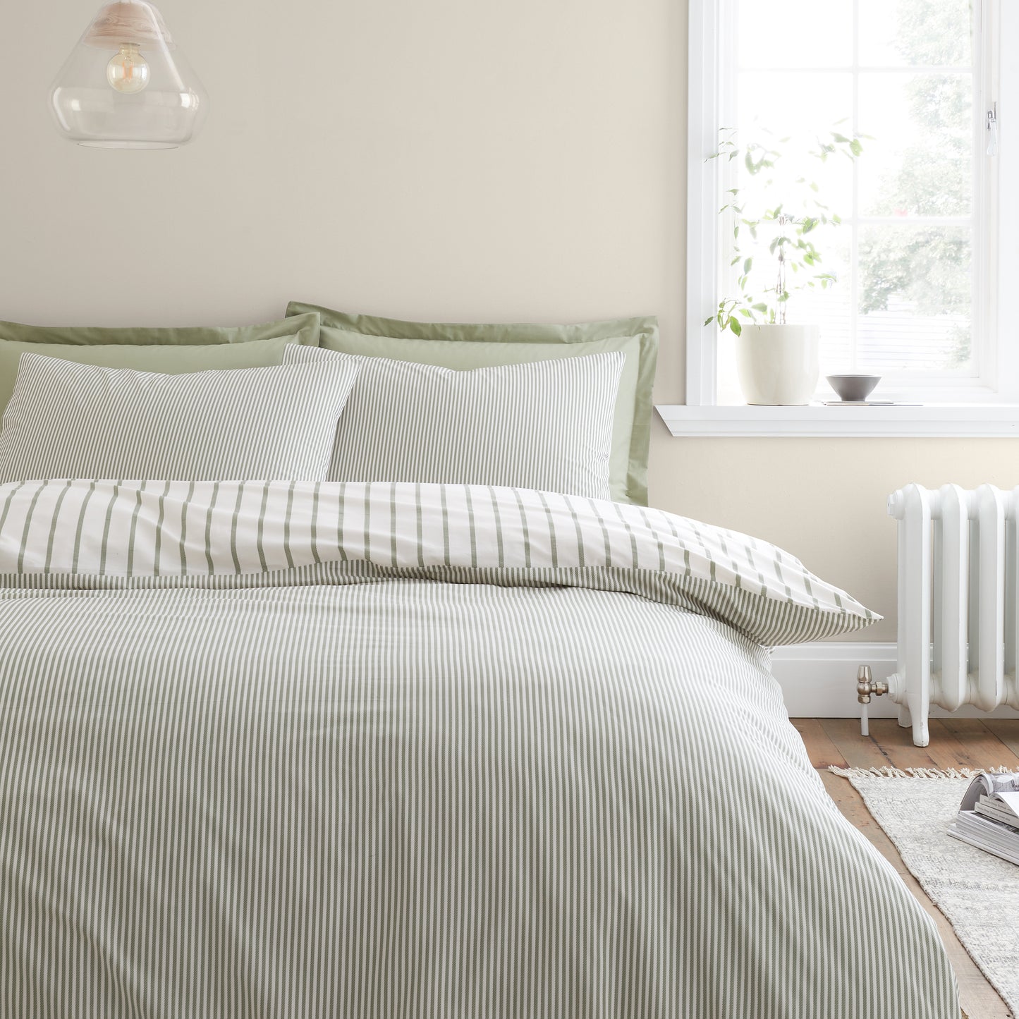 Bianca Hampton Stripe Duvet Cover Set - Green