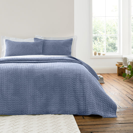 Bianca Attica Velvet Bedspread - Blue