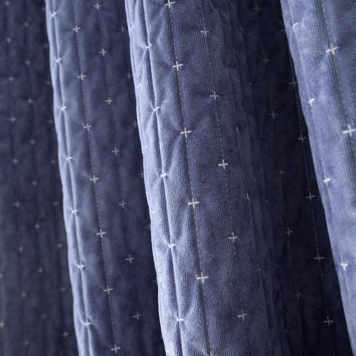 Bianca Attica Velvet Eyelet Curtains - Blue