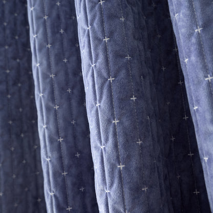 Bianca Attica Velvet Eyelet Curtains - Blue