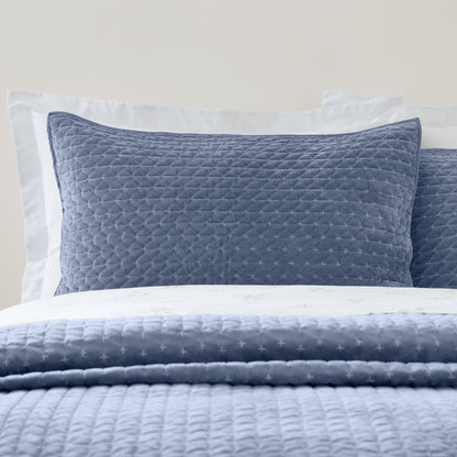 Bianca Attica Velvet Bedspread - Blue