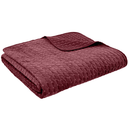 Bianca Attica Velvet Bedspread - Burgundy