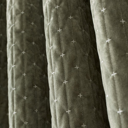 Bianca Attica Velvet Eyelet Curtains - Green