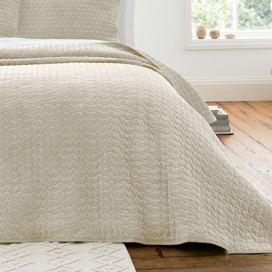 Bianca Attica Velvet Bedspread - Natural