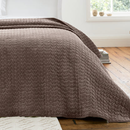 Bianca Attica Velvet Bedspread - Chocolate