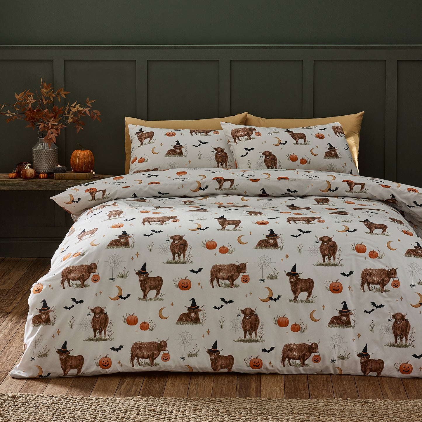 Catherine Lansfield Halloween Highland Cow Duvet Cover Set