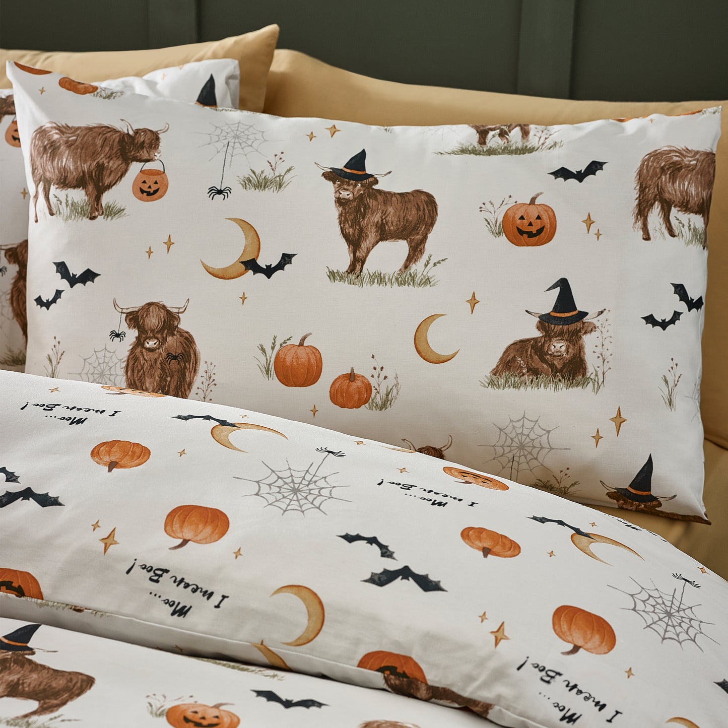 Catherine Lansfield Halloween Highland Cow Duvet Cover Set