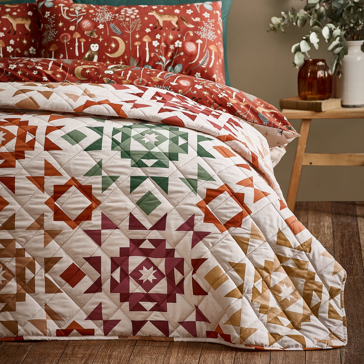 Catherine Lansfield Autumn Patchwork Bedspread