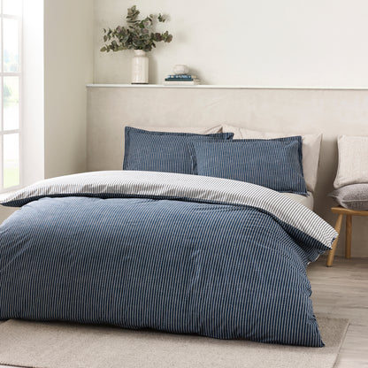 Catherine Lansfield Oxford Pinstripe Duvet Cover Set - Navy