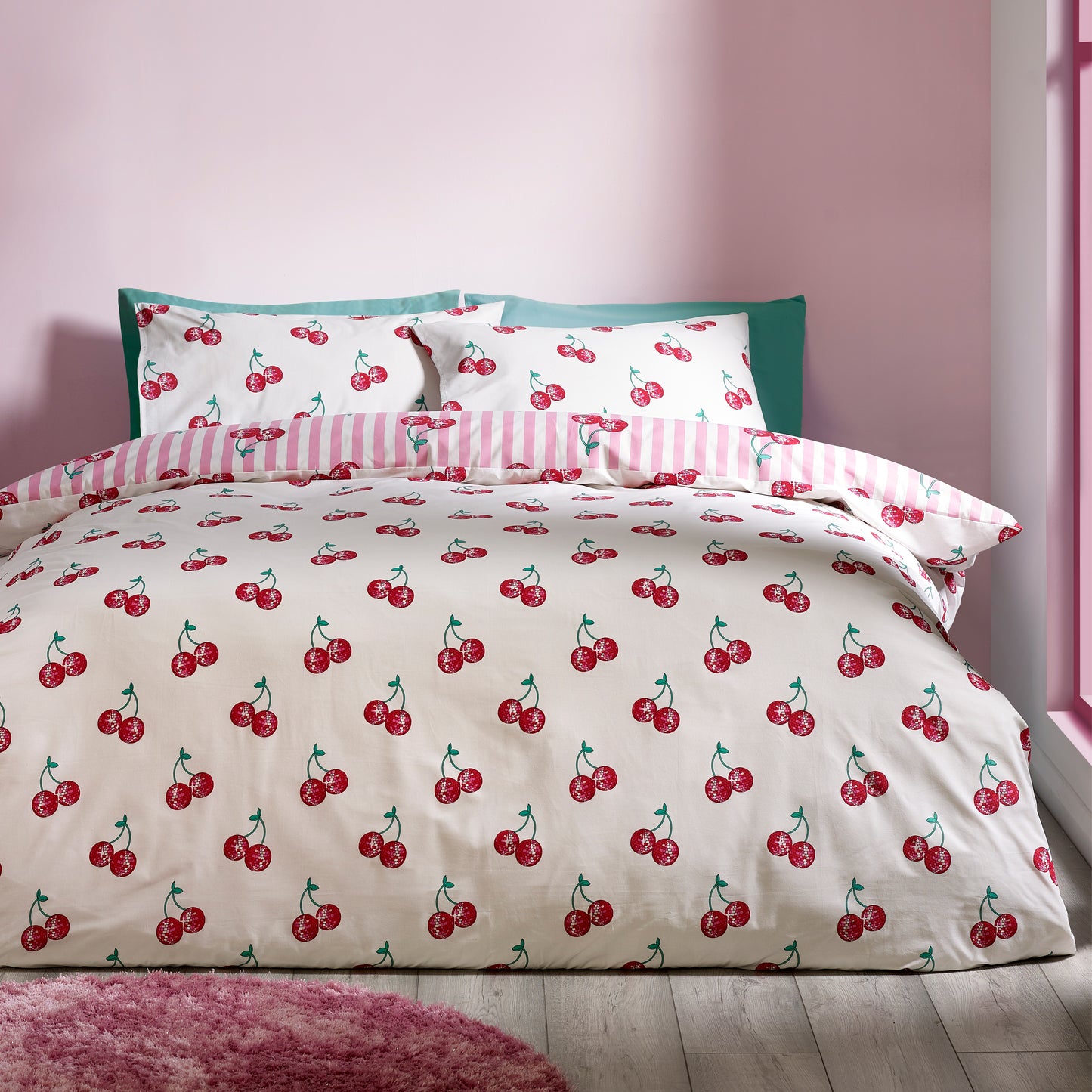 Catherine Lansfield Disco Cherries Duvet Cover Set