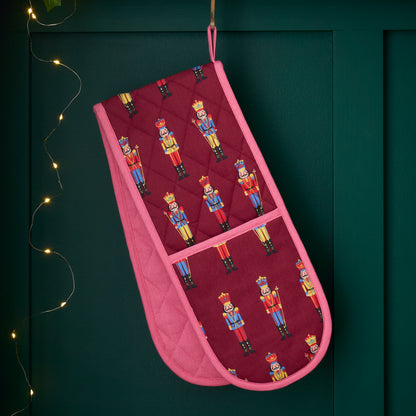 Catherine Lansfield Christmas Nutcracker Double Oven Glove - Plum