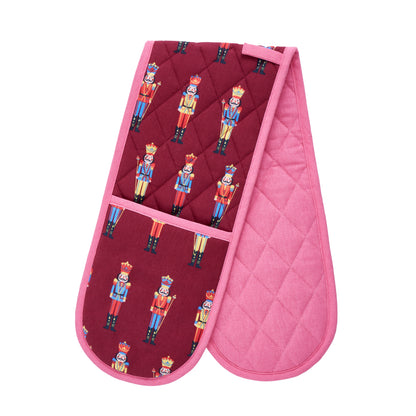 Catherine Lansfield Christmas Nutcracker Double Oven Glove - Plum