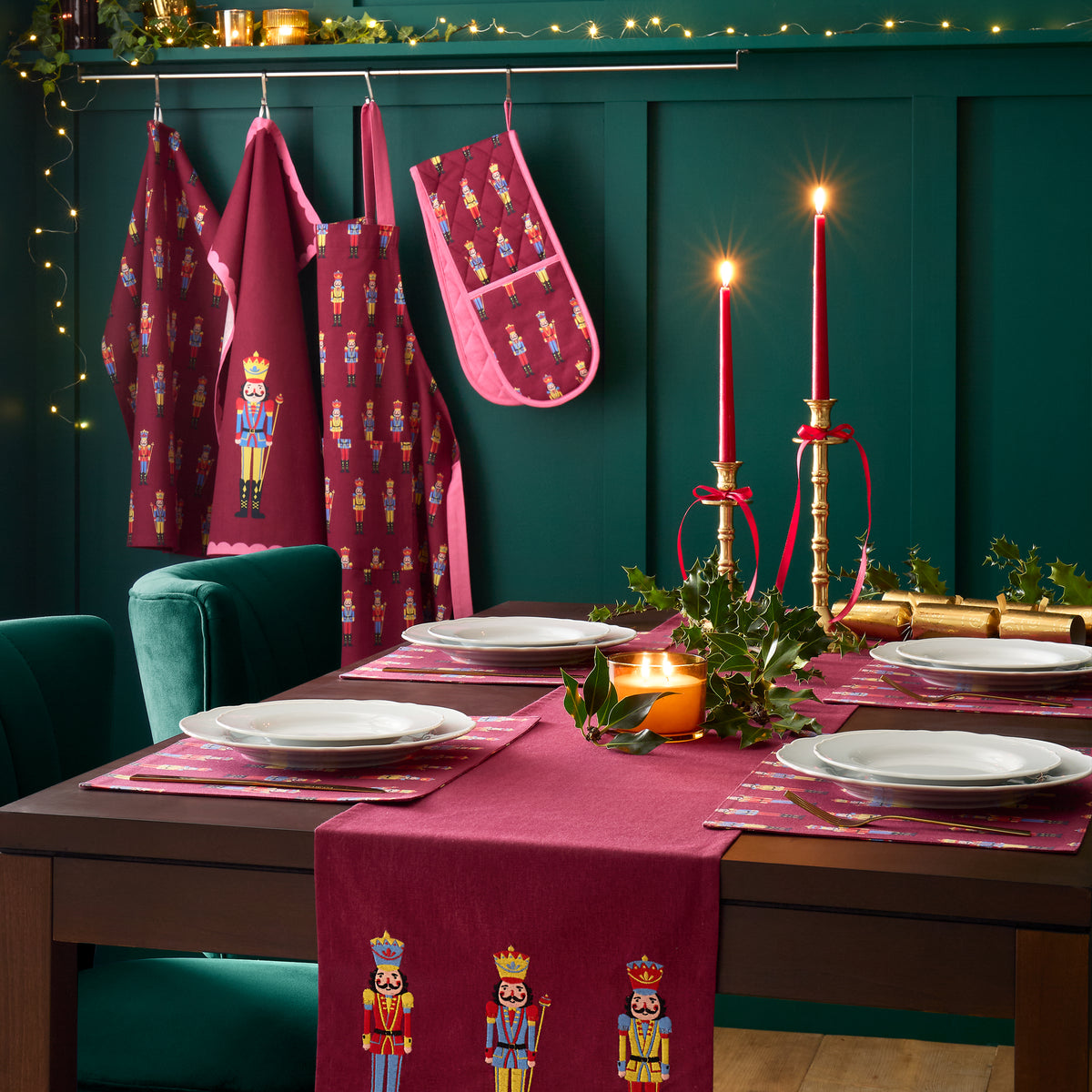 Catherine Lansfield Christmas Nutcracker Apron - Plum