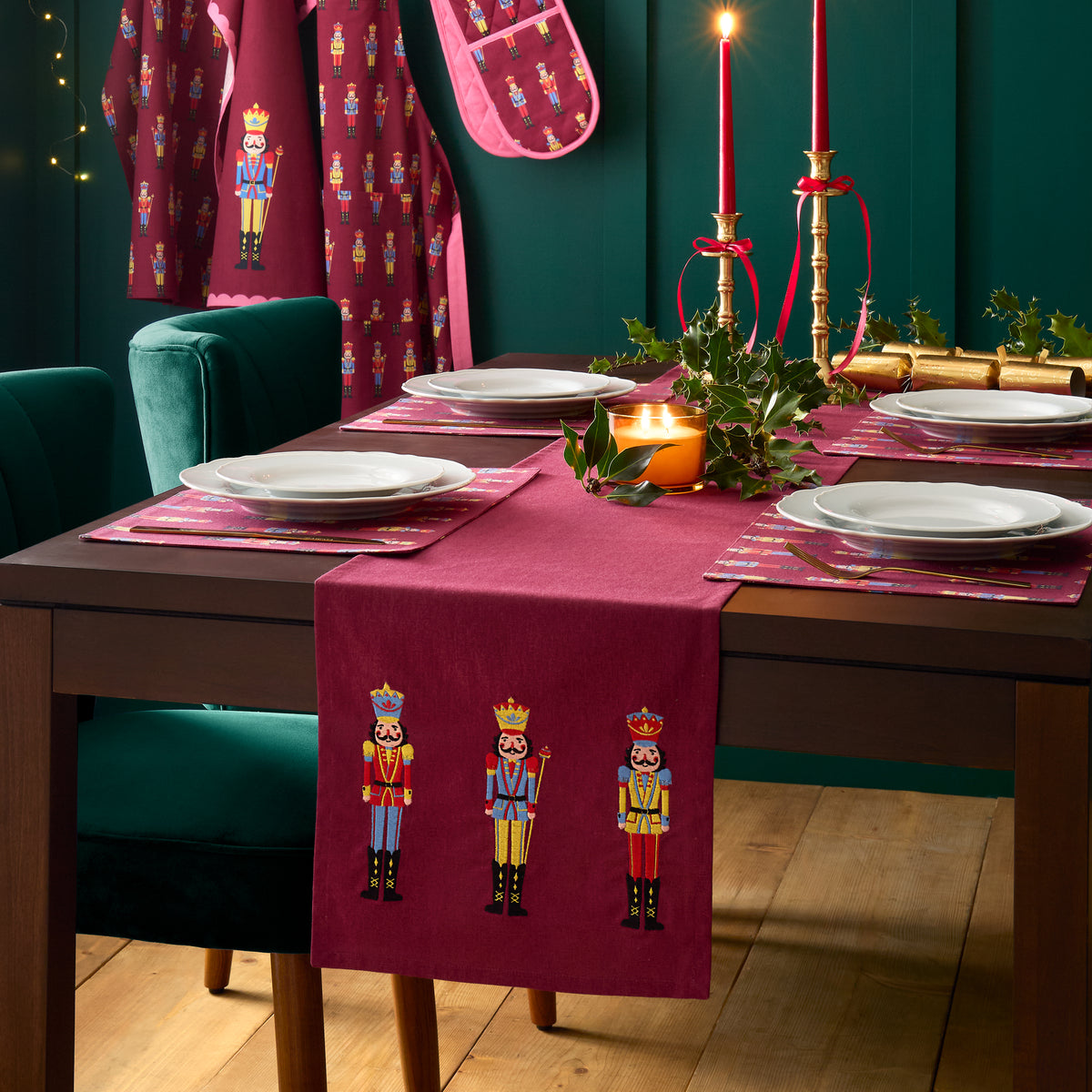 Catherine Lansfield Christmas Nutcracker Table Runner - Plum