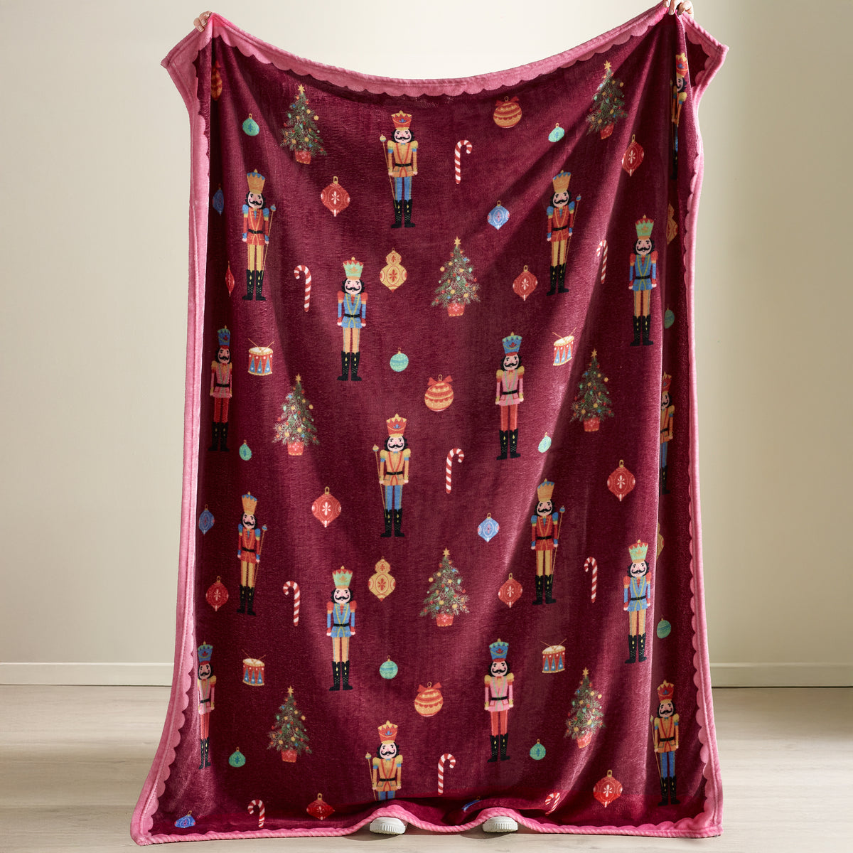 Catherine Lansfield Christmas Nutcracker Throw - Plum