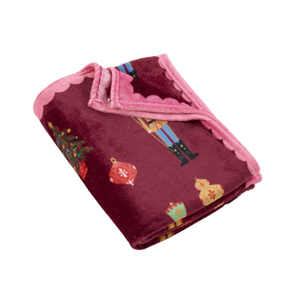 Catherine Lansfield Christmas Nutcracker Throw - Plum