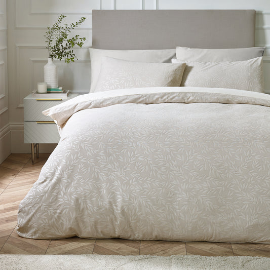 Catherine Lansfield Corded Leaves Duvet Cover Set