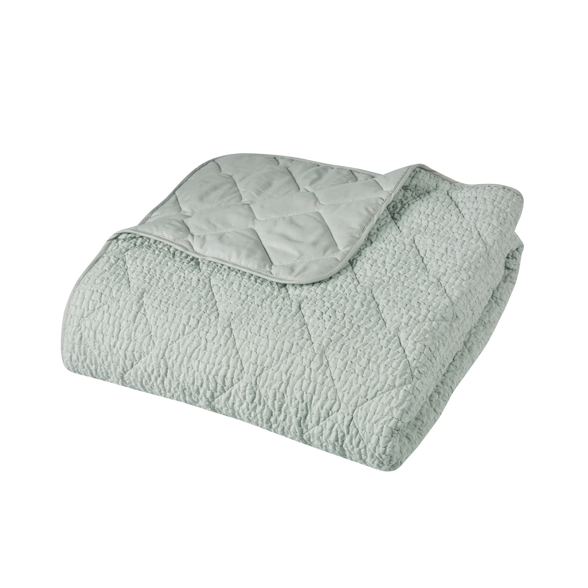 Catherine Lansfield Crinkle Seersucker Texture Bedspread - Green