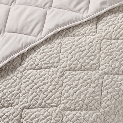 Catherine Lansfield Crinkle Seersucker Texture Bedspread - Natural
