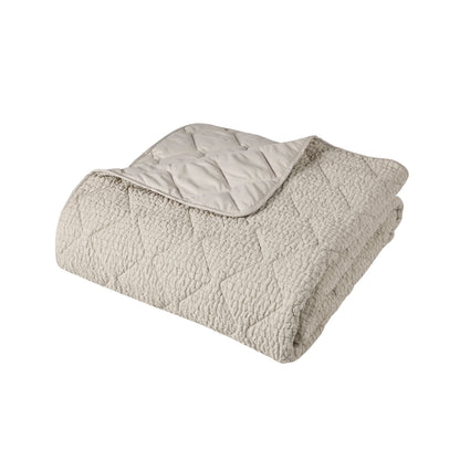 Catherine Lansfield Crinkle Seersucker Texture Bedspread - Natural