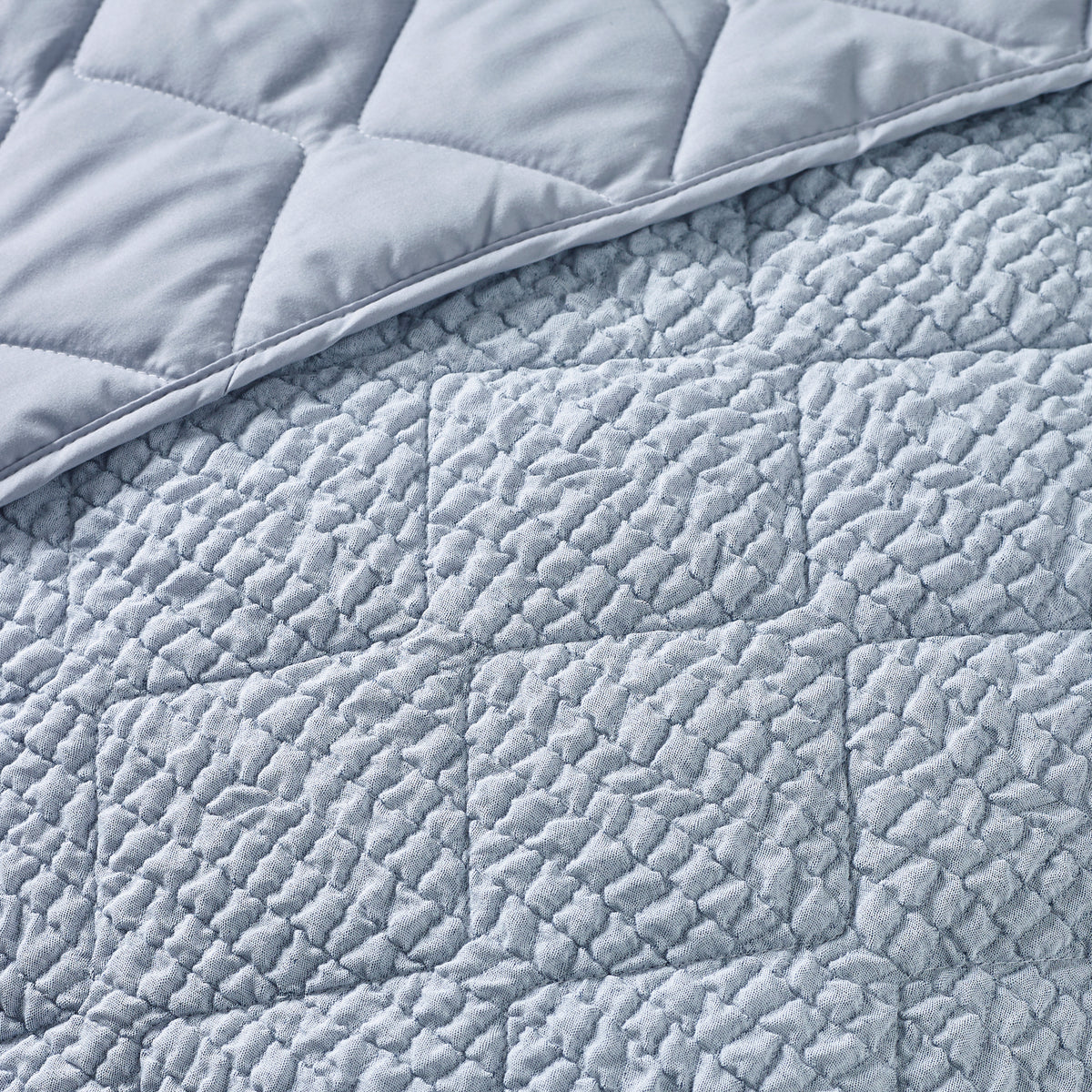 Catherine Lansfield Crinkle Seersucker Texture Bedspread - Blue